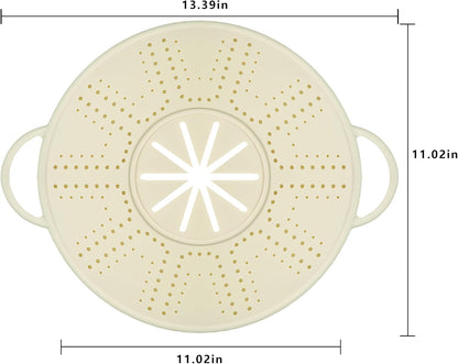 Silicone Splatter Screen for Frying Pans, Oil Splash Guard Cover with Strainer Holes & Heat Resistant Mat, Fits Most Stovetop Pans Non-Fold Lid