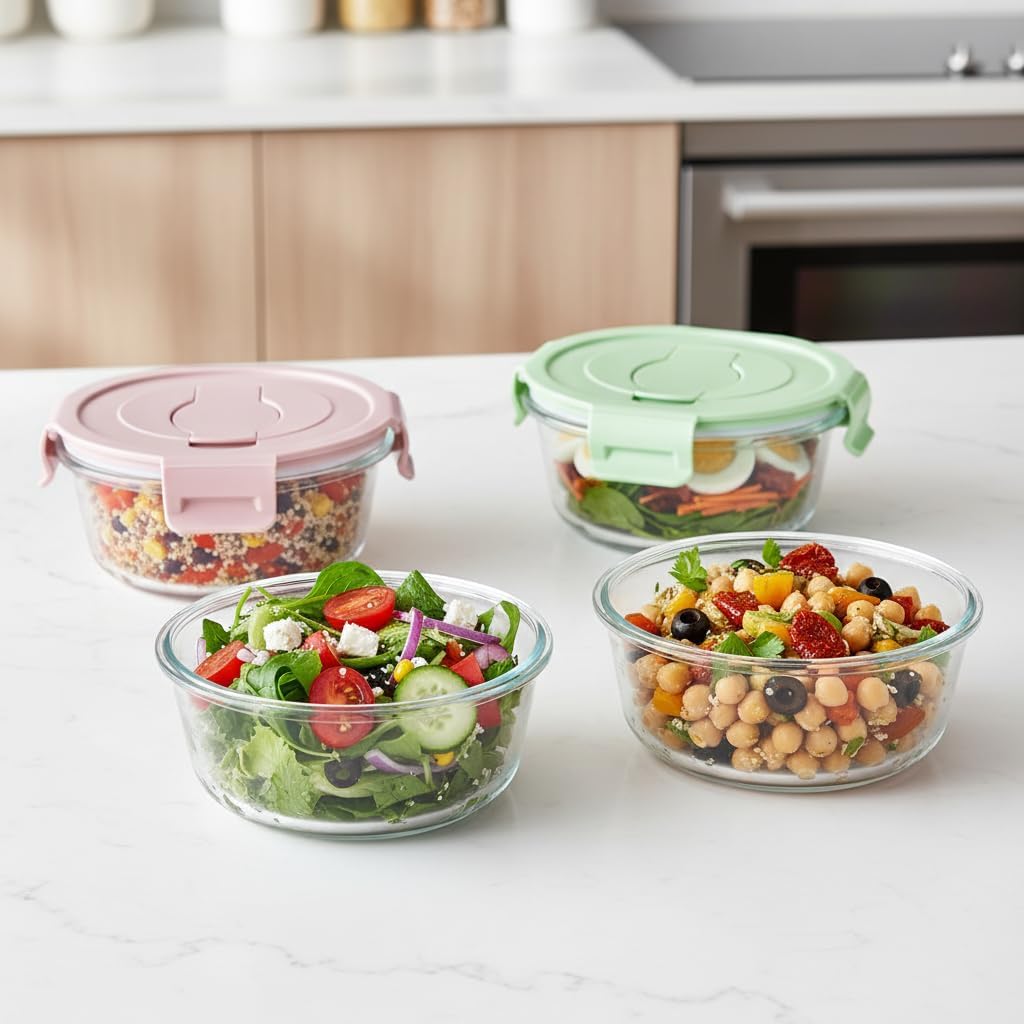 16oz Square Glass Food Storage Containers With Lids, 2 Cup Square Glass Food Containers With Lids, BPA free Small Meal Prep Bowls for leftovers, Dishwasher, Freezer Safe (8Pack)