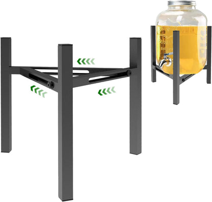Adjustable Metal Drink Dispenser Stand Holder for 1-1.5 Gallon, Stable Beverage-Dispenser Stand for Indoor Outdoor (Without Drink Dispensers) (Midnight Black)