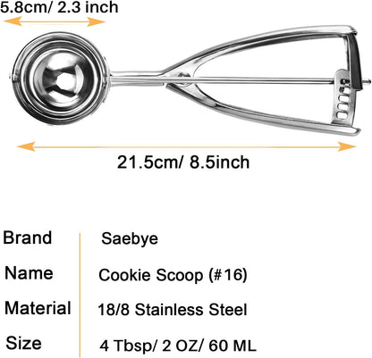 Saebye 4 oz Scoop, Large Ice Cream Scoop with Trigger, #8 Cookie Scoop,