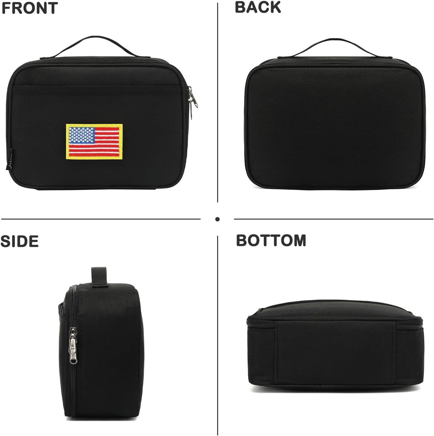 FlowFly Kids Lunch box Insulated Soft Bag Mini Cooler Back to School Thermal Meal Tote Kit for Girls, Boys, Black