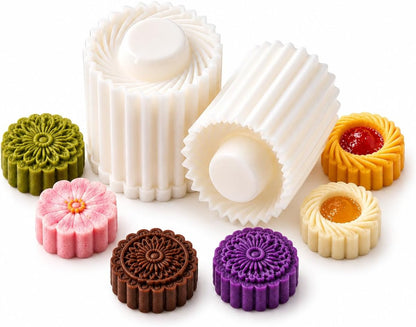 Creative Double-Ended Pastry Mold, 2-in-1 Mooncake Cookie Press, Reusable Baking Mold Tool for Homemade Cookies, Mooncakes, Pastries, Filled Desserts & DIY Treats (2)