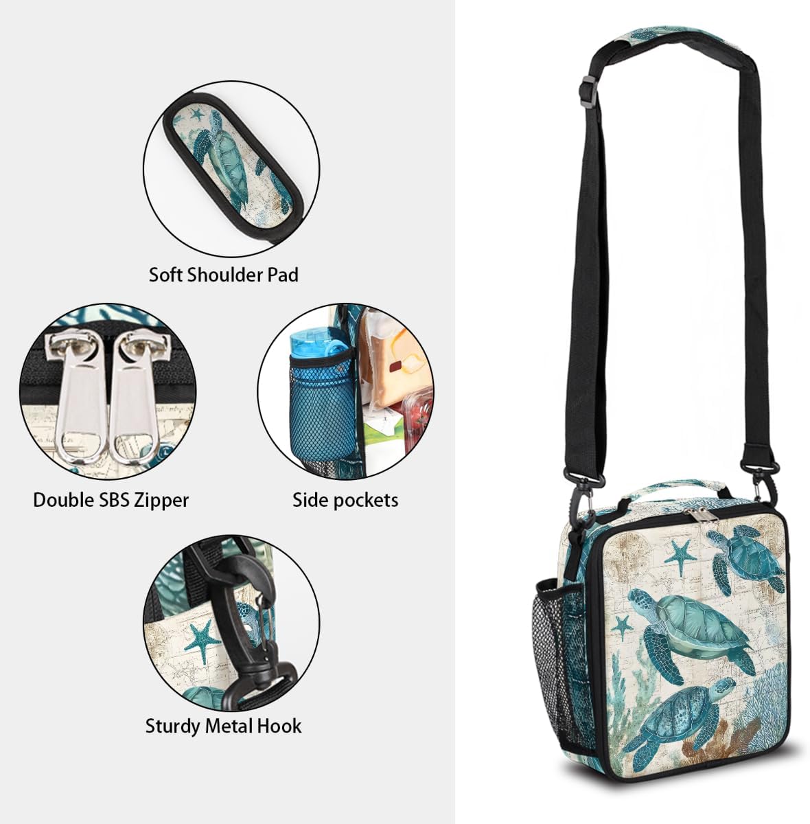 cfpolar Skull Skateboard Lunch Box for Boys Girls, Insulated Lunch Bags for Kids Reusable Mini Cooler Lunch Tote Lunchbox Thermal Meal Tote Kit with Shoulder Strap for Work School Picnic