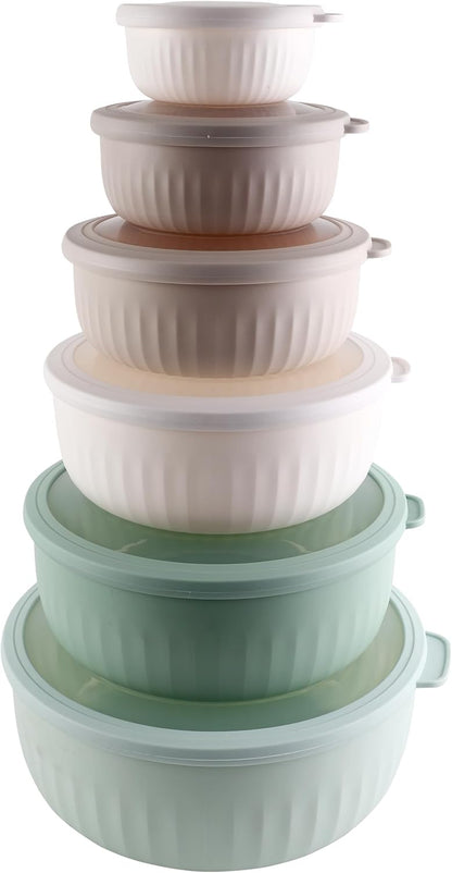 COOK WITH COLOR Prep Bowls with Lids- Wide and Deep Nesting Plastic Small Mixing Bowl Set with Lids, 8 Piece Set - Wide Bowls, Blue