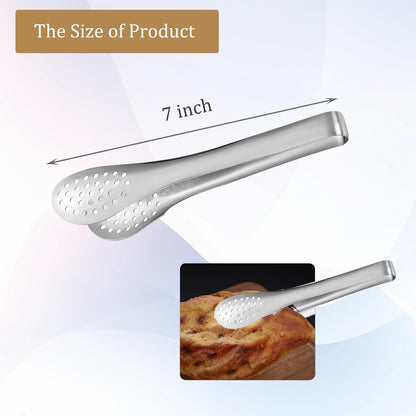 6PCS Serving Tongs, 7Inch Buffet Tongs, Stainless Steel Food Tong Small Serving Utensils for Cooking, Entertaining, Salad, Barbecue, Buffet, Toast and Steak by Sunenlyst