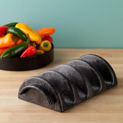 Soro Essentials- 4 Slots Taco Holder Black Plastic Set of 2 - Soft or Hard Taco Shell Holder Stands Taco Rack Street Taco Tray Plates Keeping Shells Upright for Party Taco Bar Accessories