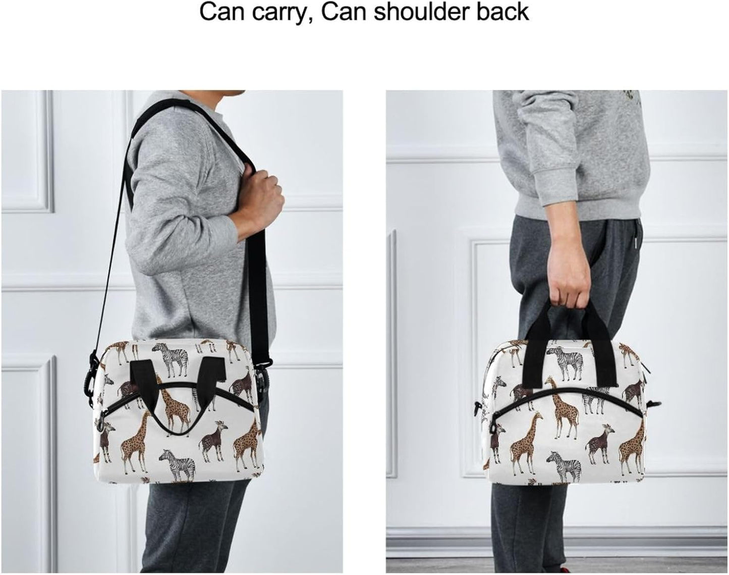 Colorful Leopard Insulated Lunch Bag Rainbow Animals Skin Print Reusable Cooler Lunch Tote Box with Shoulder Strap for Work Picnic School Beach