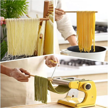 Collapsible Pasta Drying Rack, Wooden Pasta Stand Dryer with 16 Suspension Rods, Foldable Fresh Noodle Hanger, Easy Storage and Quick Set-Up Hanging Rack for Home Kitchen (01)