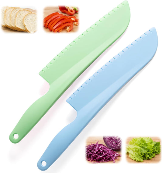 JJUNW 2 Pcs Plastic Serrated Knife,11 Inch Professional Lettuce Knife Set