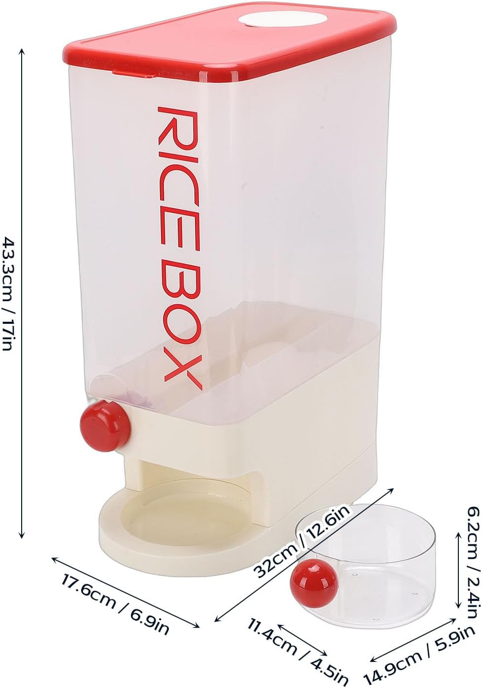 TARSHYRY Rice Dispenser, Large Capacity 10kg Airtight Space Saving Grain Storage Container with Measuring Cup, for Rice Beans Corn Tapioca (Green)