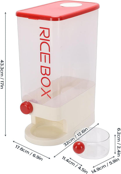 TARSHYRY Rice Dispenser, Large Capacity 10kg Airtight Space Saving Grain Storage Container with Measuring Cup, for Rice Beans Corn Tapioca (Green)