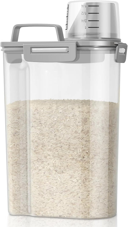 TBMax Rice Container 10 Lbs, Cereal Container Oatmeal Storage, Airtight Food Dispenser with Easy-pouring Spout & Handy Cup for Flour Grain Beans, Pet Dog Cat Bird Food Storage Container