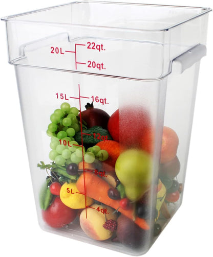 Tiger Chef 18 Quart Commercial Grade Clear Food Storage Square Polycarbonate Containers With Blue Lids 4 Pack