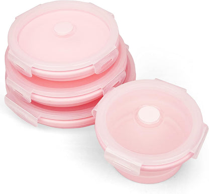 CARTINTS Silicone Collapsible Food Storage Containers-Prep/Storage Bowls with Lids - Set of 3 Square Silicone Lunch Containers - Microwave, Dishwasher and Freezer Safe (blue)
