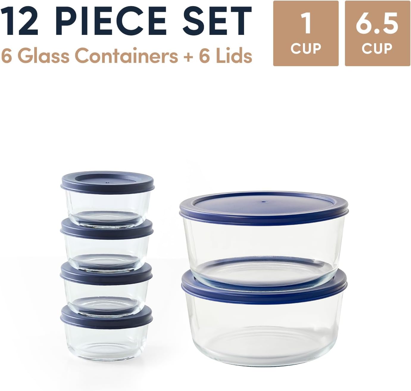 6-Piece Glass Food Storage Containers Set (3 Containers + 3 BPA-Free Lids) | 2-Cup, Leakproof | Microwave, Freezer, Oven & Dishwasher Safe | Ideal for Meal Prep & Pantry Organization, Pistachio