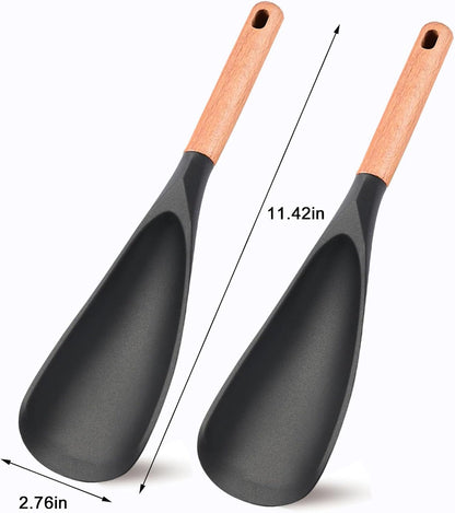 2-Pack Silicone Cooking Spoon & Spatula for Nonstick Cookware, BPA-Free