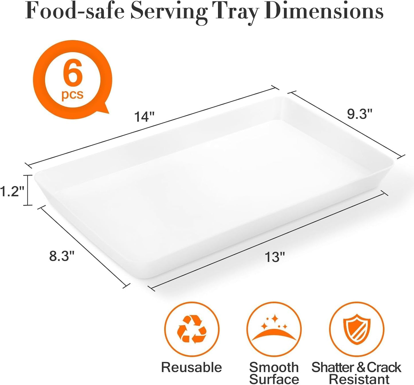 WOWBOX 4 pcs Serving Tray for Party, Grilling Accessories, Serving Platters for Snacks, Fruit, Reusable Plastic Trays for Serving Food and Pantry Organization in Kitchen & for Mothers Day Parties