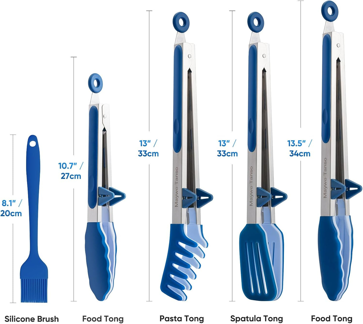 3 Pack Silicone Tongs for Cooking,Maywe Tanso 9 Inch Cooking Kitchen Tongs with Silicone Tips,Nonstick Stainless Steel Tongs for Steak Pie Pizza Pasta Spaghetti Salad BBQ Buffet