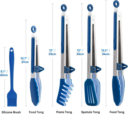 3 Pack Silicone Tongs for Cooking,Maywe Tanso 9 Inch Cooking Kitchen Tongs with Silicone Tips,Nonstick Stainless Steel Tongs for Steak Pie Pizza Pasta Spaghetti Salad BBQ Buffet