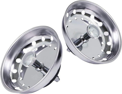 Highcraft 97333 Kitchen Sink Basket Strainer Replacement for Standard Drains (3.25 Inch) Chrome Plated Stainless Steel Body With Rubber Stopper, 3.25"