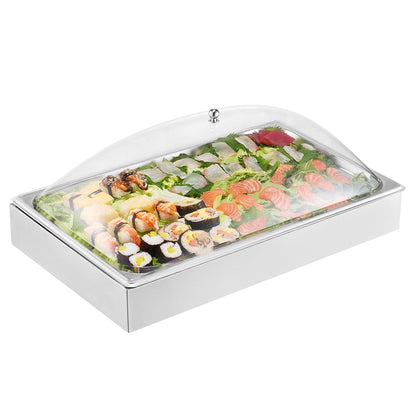 VEVOR Chilled Condiment Server, 4 Compartment Ice Cooled Condiment Serving Container, Chilled Garnish Tray Bar Caddy with Lid, for Bartending & Serving Taco, Salad, Fruit, Home & Restaurant Supplies