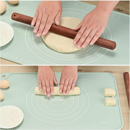 Silicone Pastry Mat 20"*16" Extra Thick Non Stick Baking Mat Food Grade Silicone Dough Rolling Bake Mat with Edge Heightening Blue