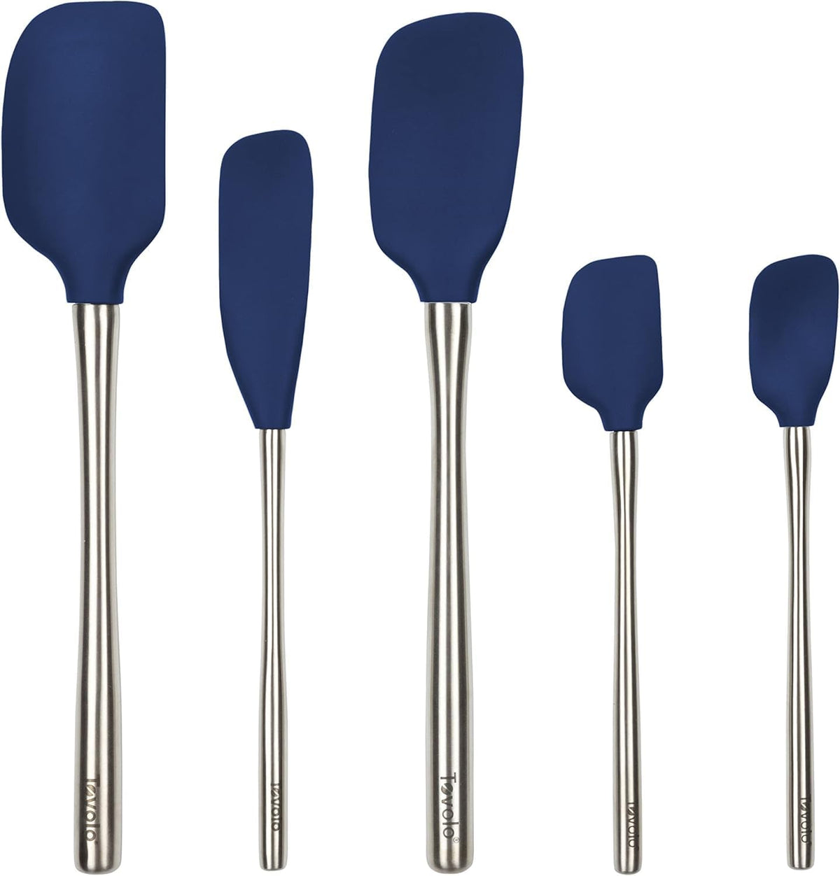 Tovolo Flex Core 5 Piece Silicone Spatula Set Heat Resistant All Silicone Utensils Include Non Stick Spatula Spoonula Jar Scraper, Dishwasher Safe BPA Free Spatulas for Baking Mixing, White