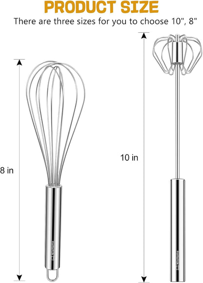 NileHome 3-Pack Stainless Steel Whisk Set, Kitchen Utensils for Cooking