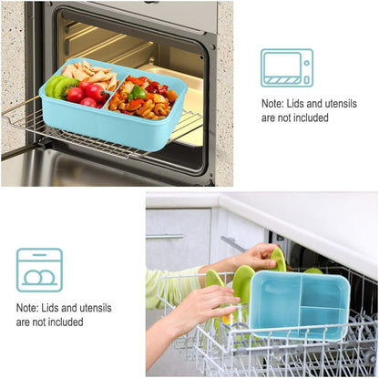 NatraProw Bento Box for Adult, 1200 ML Lunch Containers, LeakProof Lunch Box with Utensils, BPA Free, 3 Compartment Bento Box Microwave Safe, Khaki