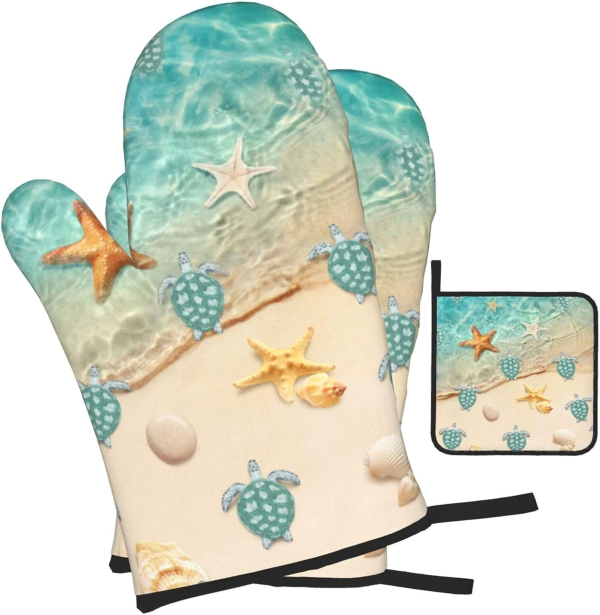 Boho Floral Oven Mitts and Pot Holders Sets of 3, Cute Baker Stuff