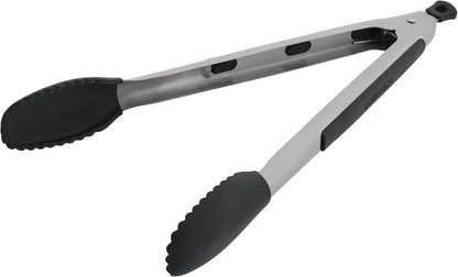 Farberware Pro Silicone Head Locking Kitchen Tongs 12 Inch - Cooking Tongs with Scalloped Tips, Ergonomic Grip, Heat Safe to 450F - Dishwasher Safe Tongs for Cooking, Grilling, Serving
