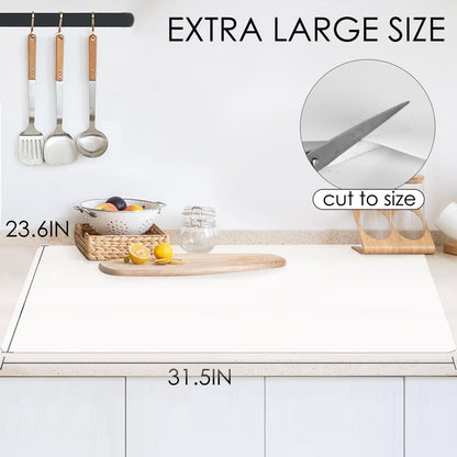 Extra Large Silicone Mat, 31.5x23.6 Inch Heat Resistant Mat for Kitchen Counter, Non Stick Silicone Baking Mat for Dough and Pastry, Thick Silicone placement Countertop Protector, Black countertop mat
