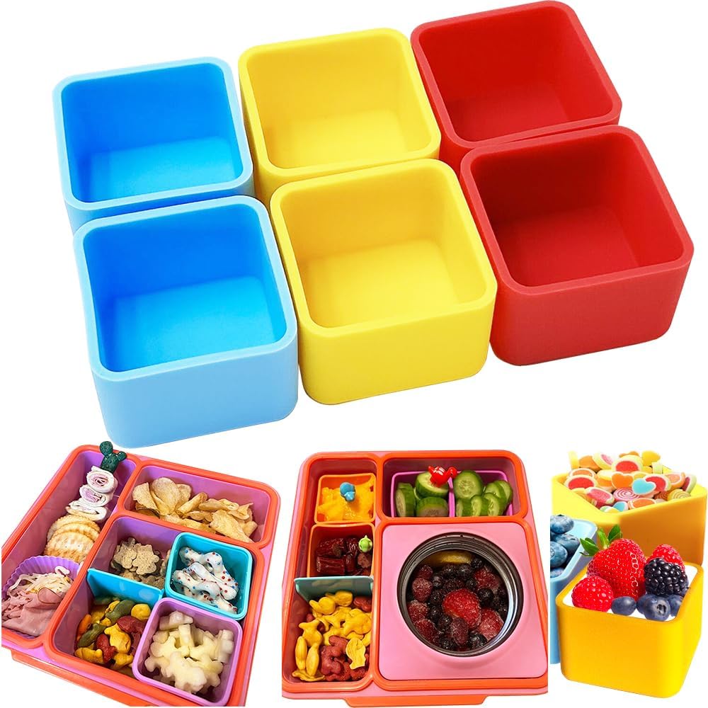 IELEK Silicone Bento Lunch Box Dividers Reusable Bento Box Containers Bundle Accessories- Non-Toxic, BPA Free, Dishwasher Safe