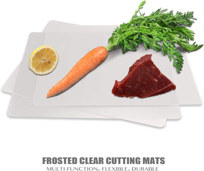 Fotouzy Flexible Plastic Cutting Boards for Kitchen, 4 Translucent Colors Cutting Mats 15 x 12 In, BPA-Free, Non-Porous, Dishwasher Safe, Set of 4