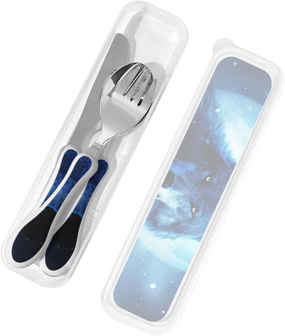3-Piece Kids Silverware Set With Storage Case, Stainless Steel Reusable Children Safe Knife Spoon Fork Set Sugar Skulls Children Flatware Set For Kids Lunch Box