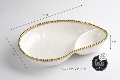 Pampa Bay Titanium-Plated Porcelain 2 Section Serving Piece