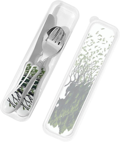 3-Piece Kids Silverware Set With Storage Case, Stainless Steel Reusable Children Safe Knife Spoon Fork Set Classic Cocktail Children Flatware Set For Kids Lunch Box