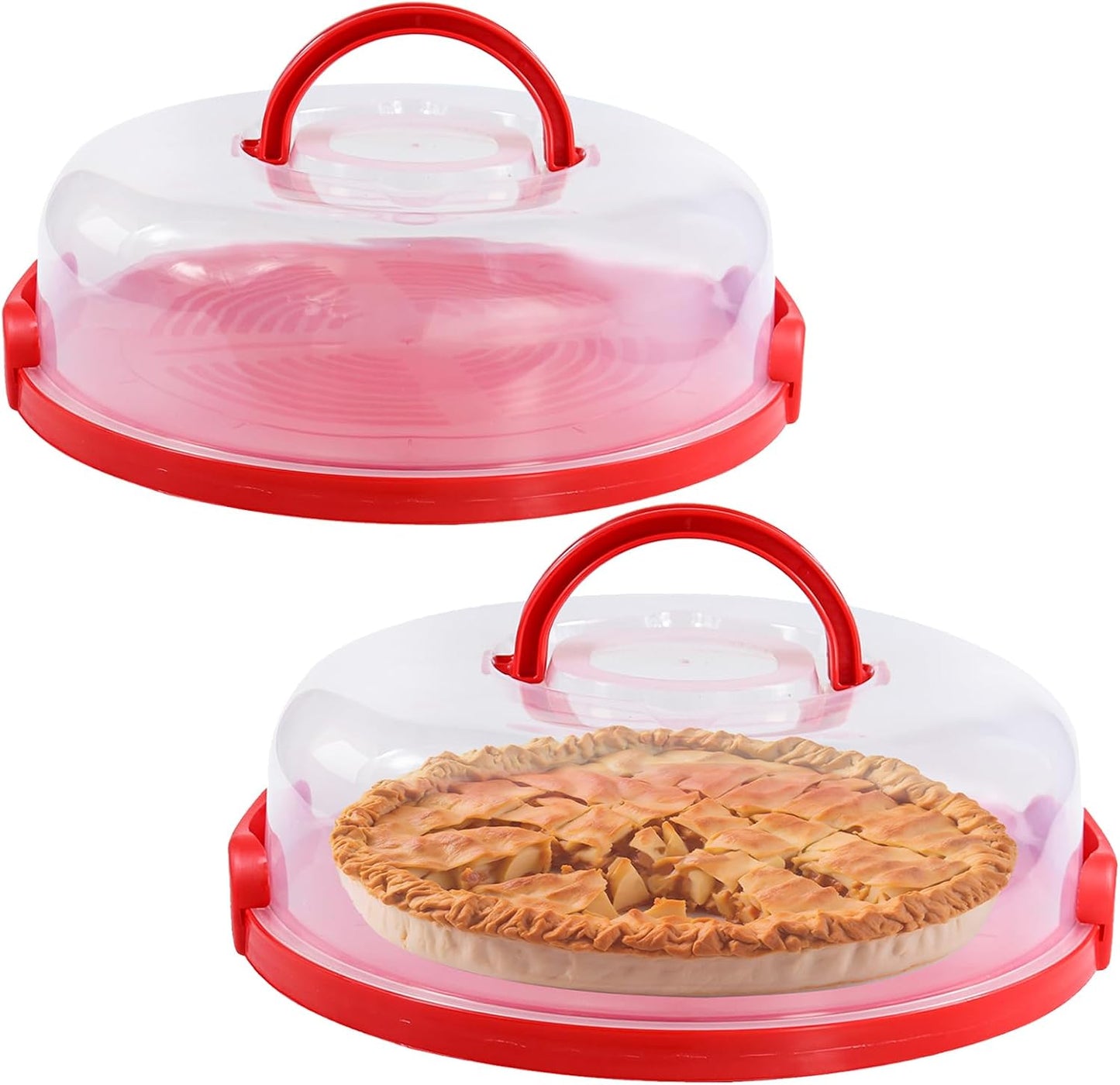2Pcs Pie Carrier with Lid Portable Cheesecake Carrier 12 Inch Cupcake Cake for Thanksgiving Party Baby Shower Christmas (White)