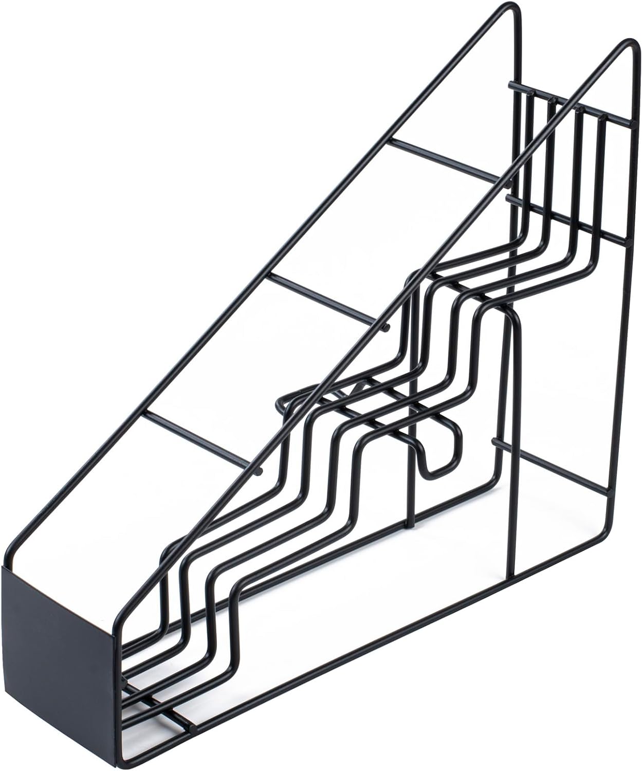 RW Base Black Iron Horizontal Portion Cup / Lid Organizer - 3 Section - 8 1/4" x 3" x 6" - 1 count box