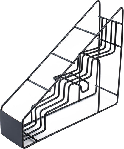 RW Base Black Iron Horizontal Portion Cup / Lid Organizer - 3 Section - 8 1/4" x 3" x 6" - 1 count box