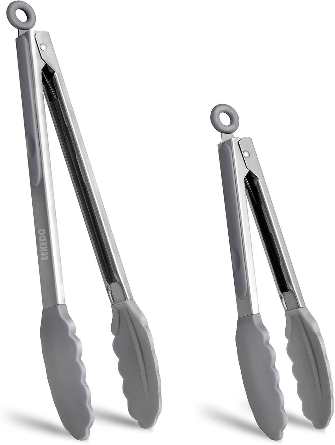 Kitchen Tongs, Stainless Steel Cooking Tongs with Silicone Tips, 600ºF High Heat-Resistant Non Scratch Locking Tongs for Cooking BBQ Grilling Air Fryer Pans, Set of 3 (7" 9" and 12") Black