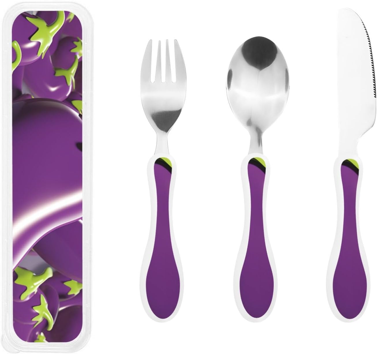 3-Piece Kids Silverware Set With Storage Case, Stainless Steel Reusable Children Safe Knife Spoon Fork Set Astronaut Cat Fish Children Flatware Set For Kids Lunch Box