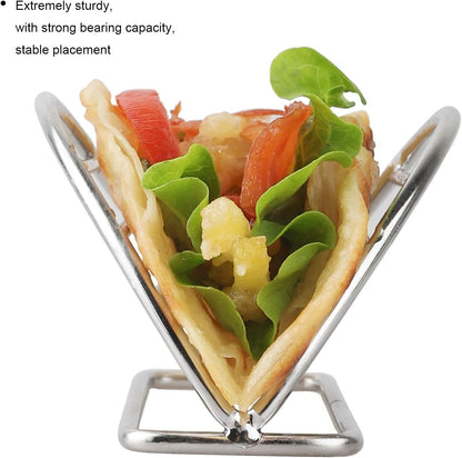 Taco Holders Stand Stainless Steel Taco Rack Tray Stand Up Holder Kitchen Set for Tortillas, Burritos, Parties & Restaurants (Taco Holder)