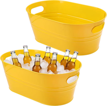 3 PCS 15.3 x 9 x 6 inches Black Metal Galvanized Tub with Handles, 3 Gallon Galvanized Beverage Tubs for Parties, Large Metal Drink Ice Buckets for Beer, Wine, Cocktails & Outdoor Events