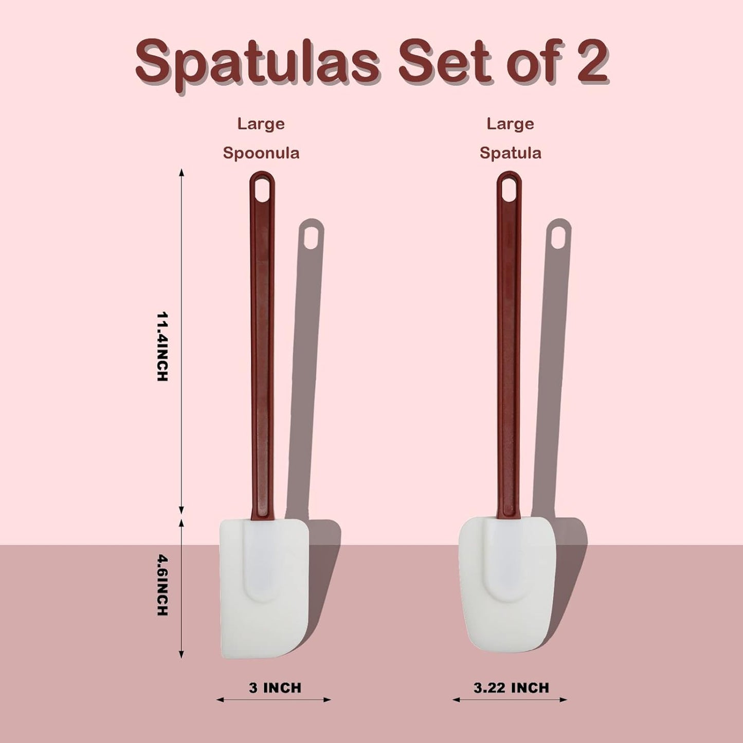 14 INCH Silicone Spatulas Heat Resistant Heavy Duty Rubber Spatulas Commercial Spatulas Set for Kitchen Use Silicone Cooking Utensils Sets of 2