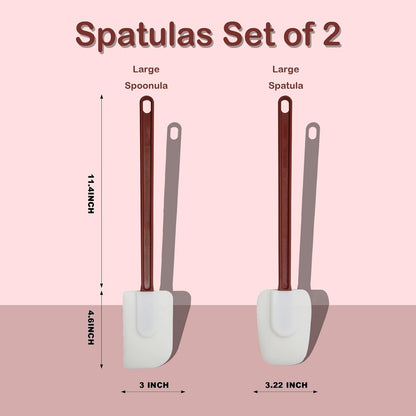 14 INCH Silicone Spatulas Heat Resistant Heavy Duty Rubber Spatulas Commercial Spatulas Set for Kitchen Use Silicone Cooking Utensils Sets of 2