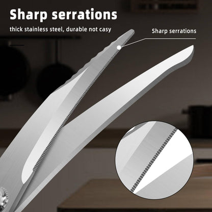 Heavy Duty Kitchen Scissors,Multipurpose Utility Stainless Steel Poultry Shears, All Purpose Scissors for BBQ Use with Aluminum Alloy Non-Slip Handle,Dishwasher Safe