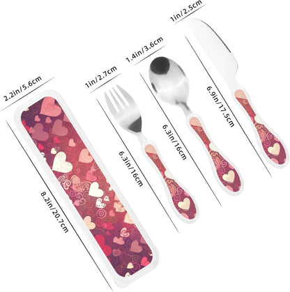 3-Piece Kids Silverware Set With Storage Case, Stainless Steel Reusable Children Safe Knife Spoon Fork Set Insects Love Children Flatware Set For Kids Lunch Box