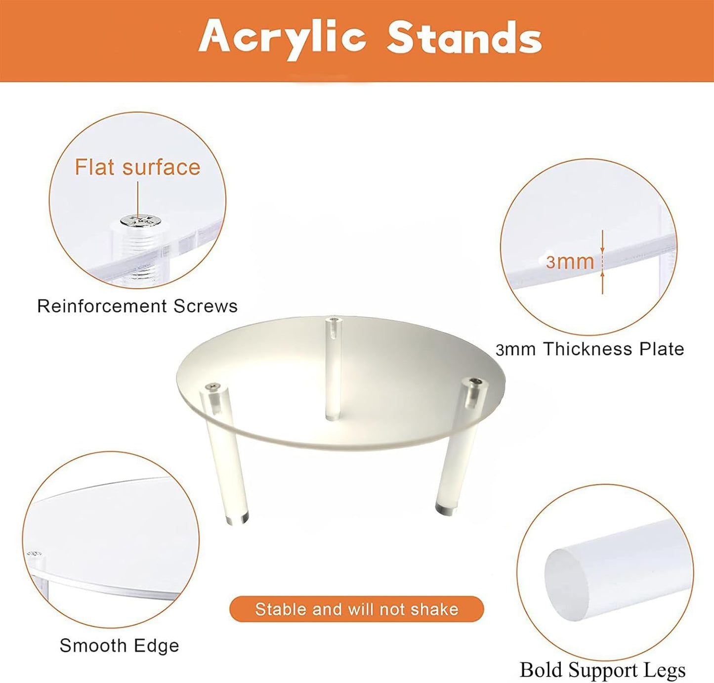 2Pcs Drink Dispenser Stand Only,Clear Acrylic Stands,Fit Max 7.87 Inch Diameter of Glass Drink Dispenser Stand,Water Dispenser Stand for Parties and Events,Cake Stand,Beverage Dispenser Stand