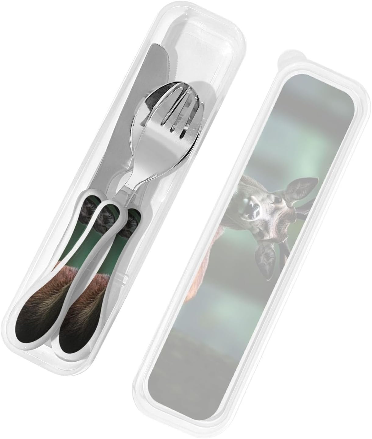 3-Piece Kids Silverware Set With Storage Case, Stainless Steel Reusable Children Safe Knife Spoon Fork Set Blue Active Girl Running Sunset Children Flatware Set For Kids Lunch Box - Colors B